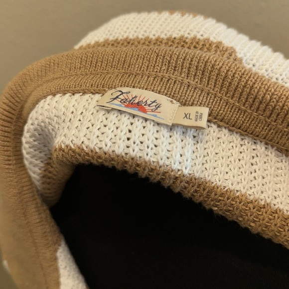 Faherty white tan polo neck sweater - Picture 3 of 4